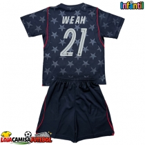 Camisa de Futebol Estados Unidos Timothy Weah #21 Equipamento Secundário Infantil Mundo 2026 Manga Curta (+ Calças curtas)